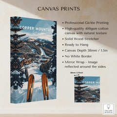 Copper Mountain Ski Print featuring professional giclée printing on high-quality canvas, perfect for ski lovers.