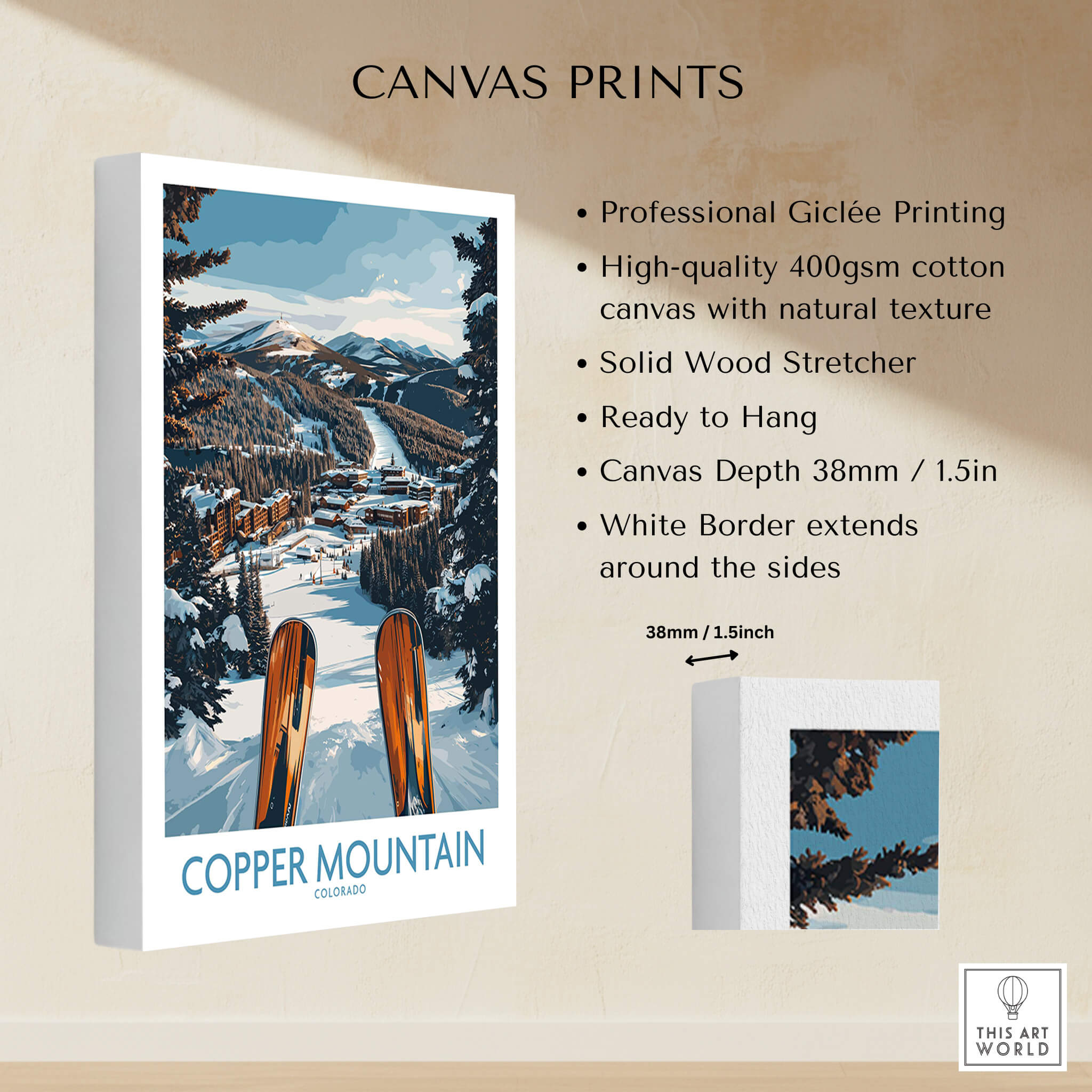 Copper Mountain Colorado Wall Art – Winter Ski Resort Print on high-quality canvas with professional Giclée printing.
