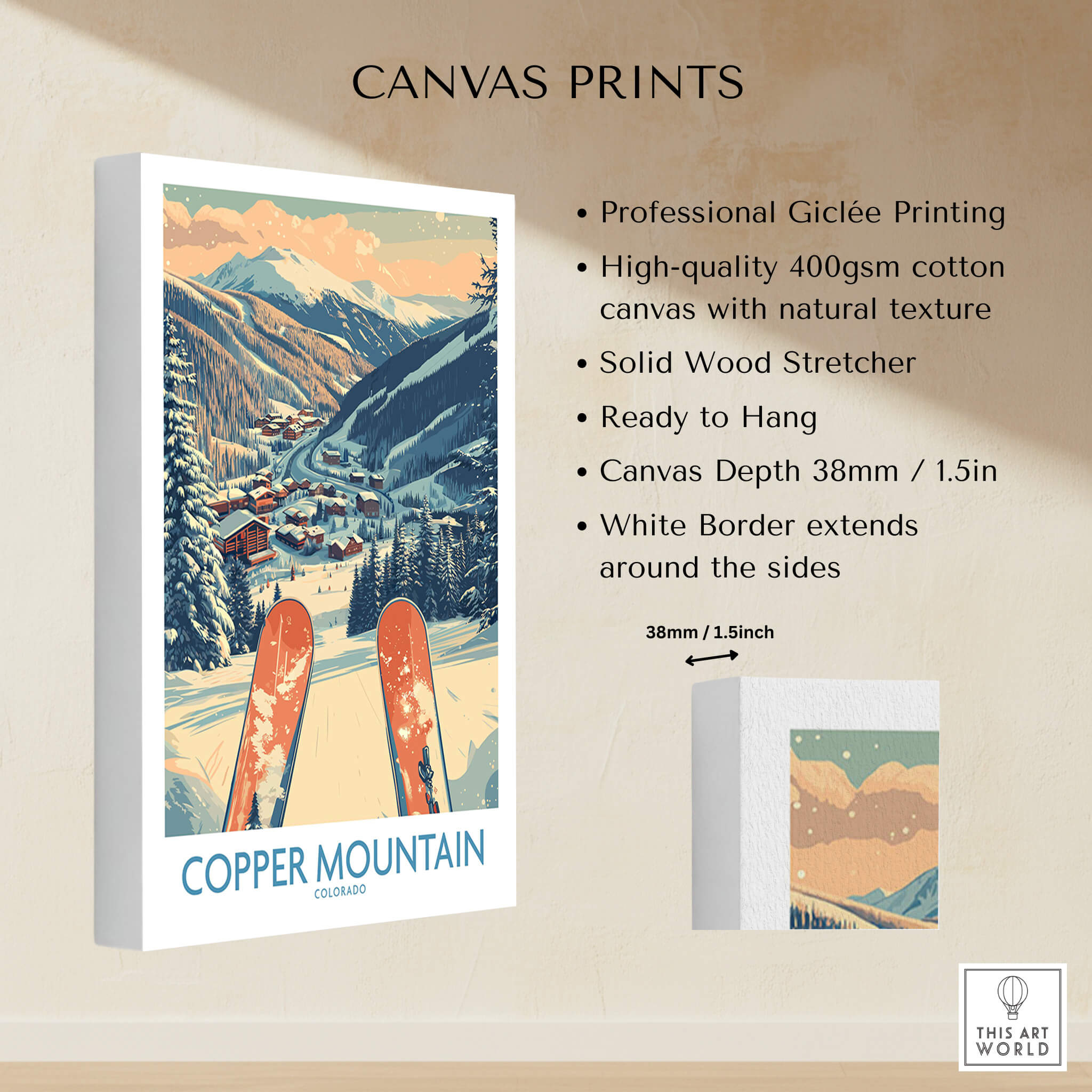 Copper Mountain Colorado Wall Art – Winter Mountain Ski Resort Wall Decor showcasing stunning ski resort scenery.