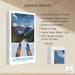 Copper Mountain Colorado Wall Art – Snowy Peak Winter Sports Print showcasing professional Giclée printing on canvas.