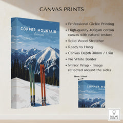 Copper Mountain Travel Poster – Colorado Mountain Summit & Ski Art Print displayed on a high-quality canvas.