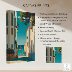 Costa Blanca Spain Print – Iconic White Village & Mediterranean Architecture Wall Decor features high-quality Giclée printing.