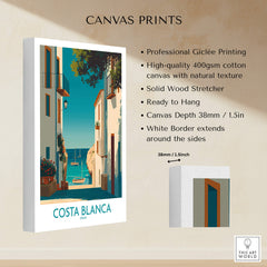Costa Blanca Spain Wall Art Print - Spanish Village Artwork showcasing professional Giclée printing and canvas details.