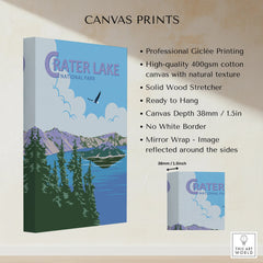 Crater Lake National Park canvas print, landscape wall art, forest and lake scene
