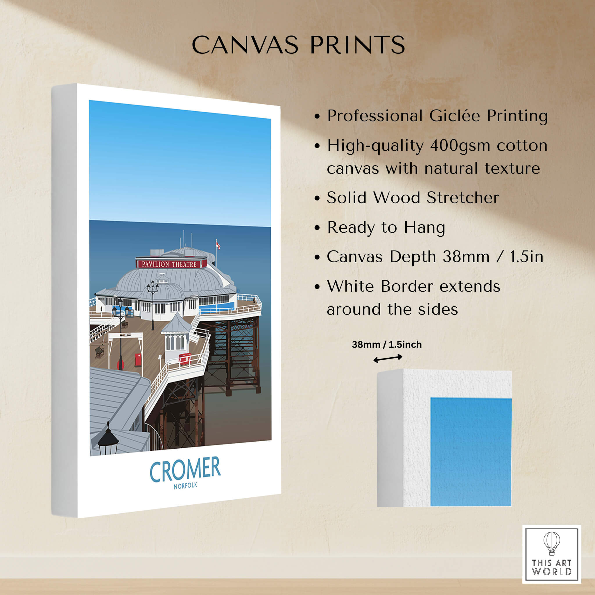 Cromer Norfolk Wall Art – Historic Seaside Pier Art Print showcasing canvas prints and professional Giclée printing.