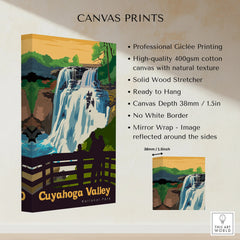 Cuyahoga Valley National Park waterfall canvas print, cotton texture, ready to hang wall art