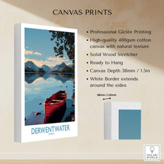 Derwentwater Cumbria Wall Art – Mountain Lake Landscape Print showcasing a tranquil lake and picturesque mountains.