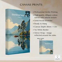Derwentwater Print – Lake District Sunset Poster on canvas showcasing serene landscape with trees and mountains.