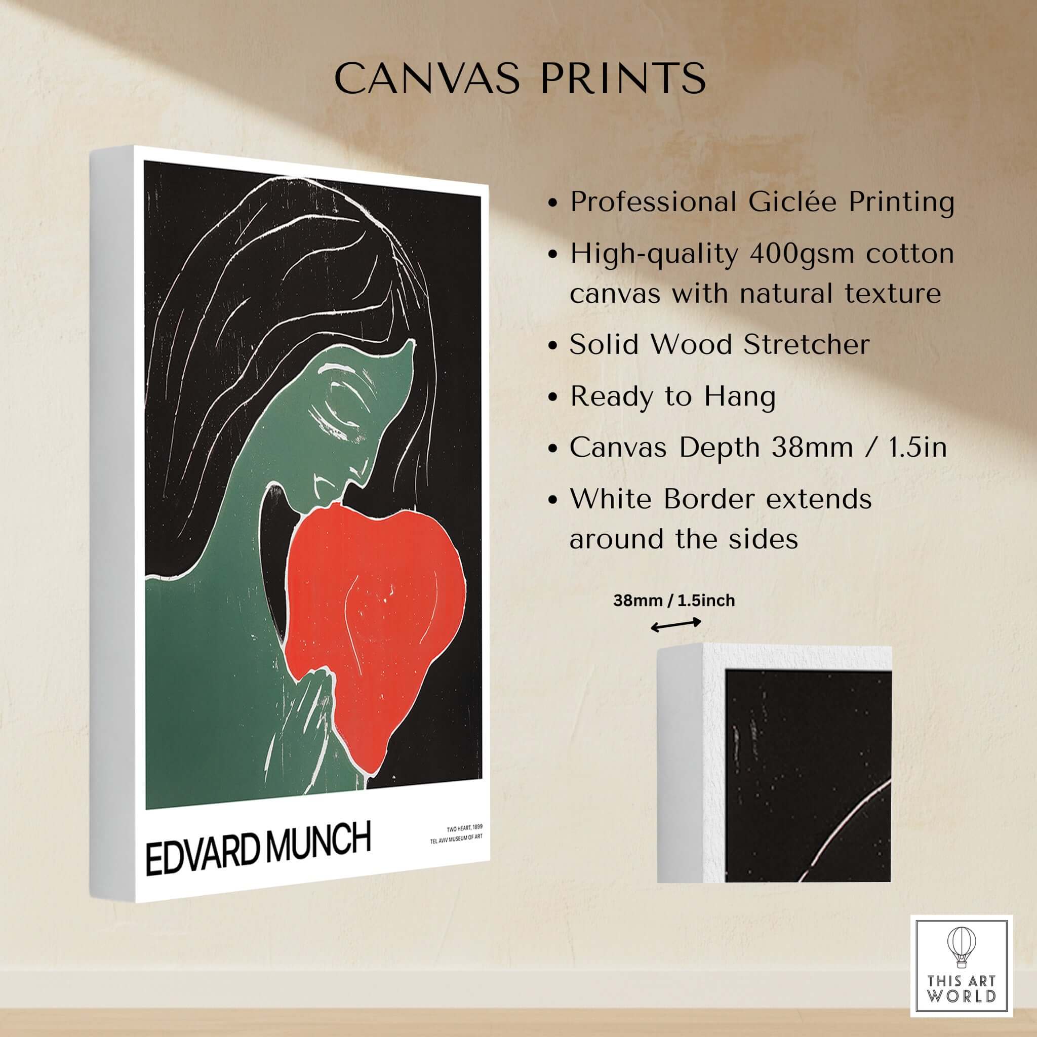 Edvard Munch Art Print - Edvard Munch Two Heart c1899 Woodcut - Symbolist Love Poster