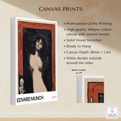 Edvard Munch Art Print - Madonna 1895 Color Lithograph Symbolist Poster on display, showcasing professional Giclée printing.