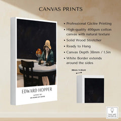 Edward Hopper Automat 1927 Des Moines Art Center Poster Print displayed on canvas with professional giclée printing.