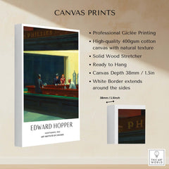 Edward Hopper Nighthawks 1942 Iconic Diner Art Print AIC Poster canvas print features, high-quality Giclée printing.