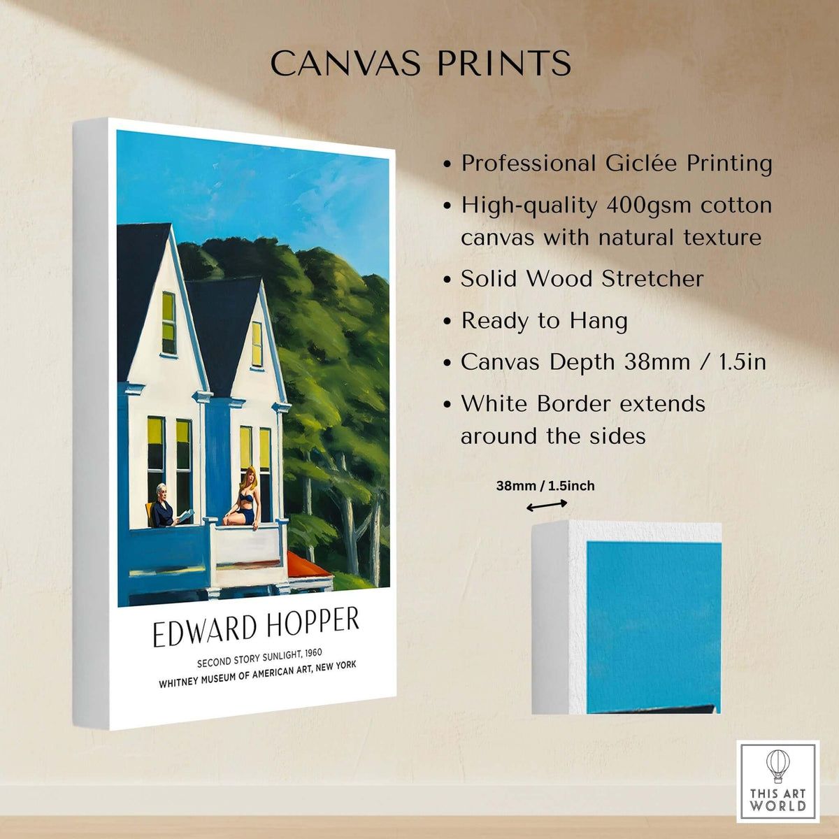 Edward Hopper Second Story Sunlight 1960 Art Print - Whitney Museum canvas print with high-quality Giclée printing