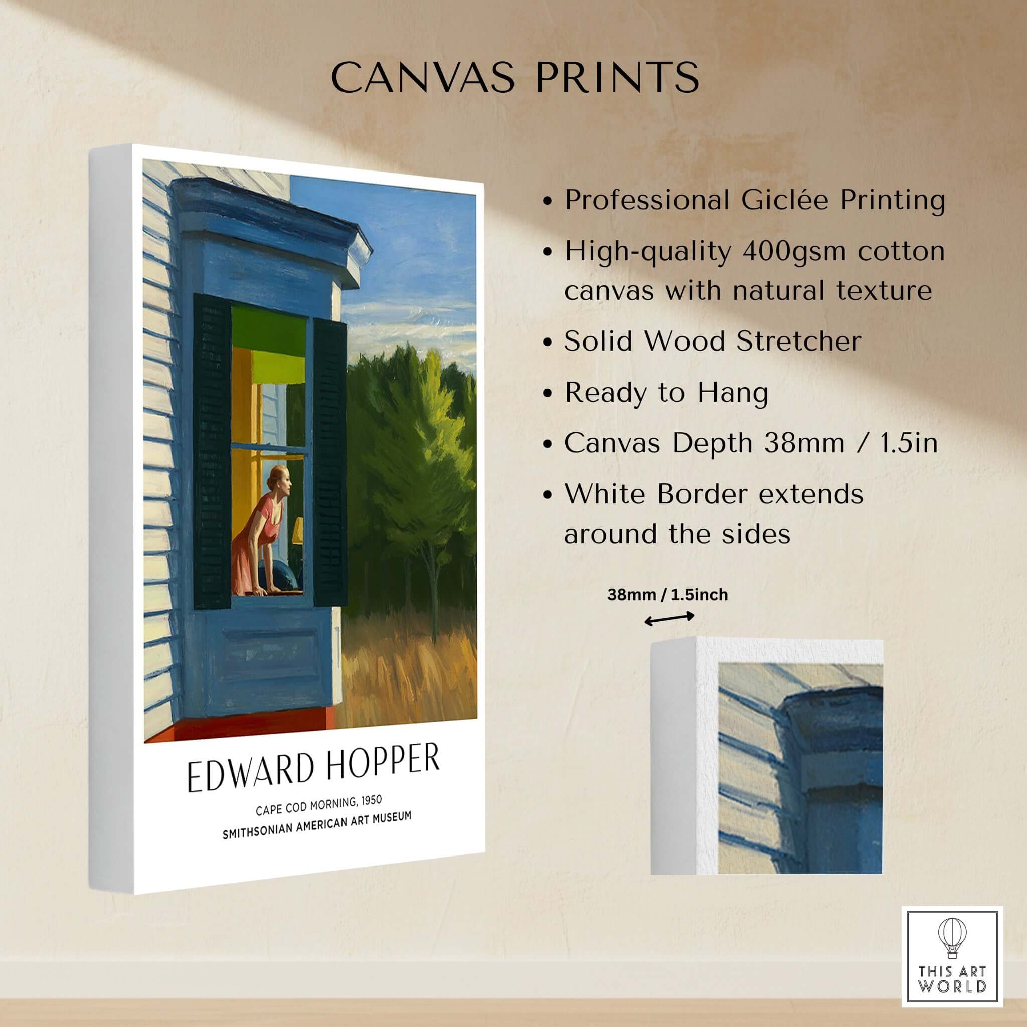 Edward Hopper Cape Cod Morning 1950 Art Print Poster - American Realism with professional Giclée printing on canvas.
