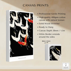 Exhibition Art Print Myriad of Flying Cranes Japanese Bird Pattern Poster Wall Art features professional Giclée printing.