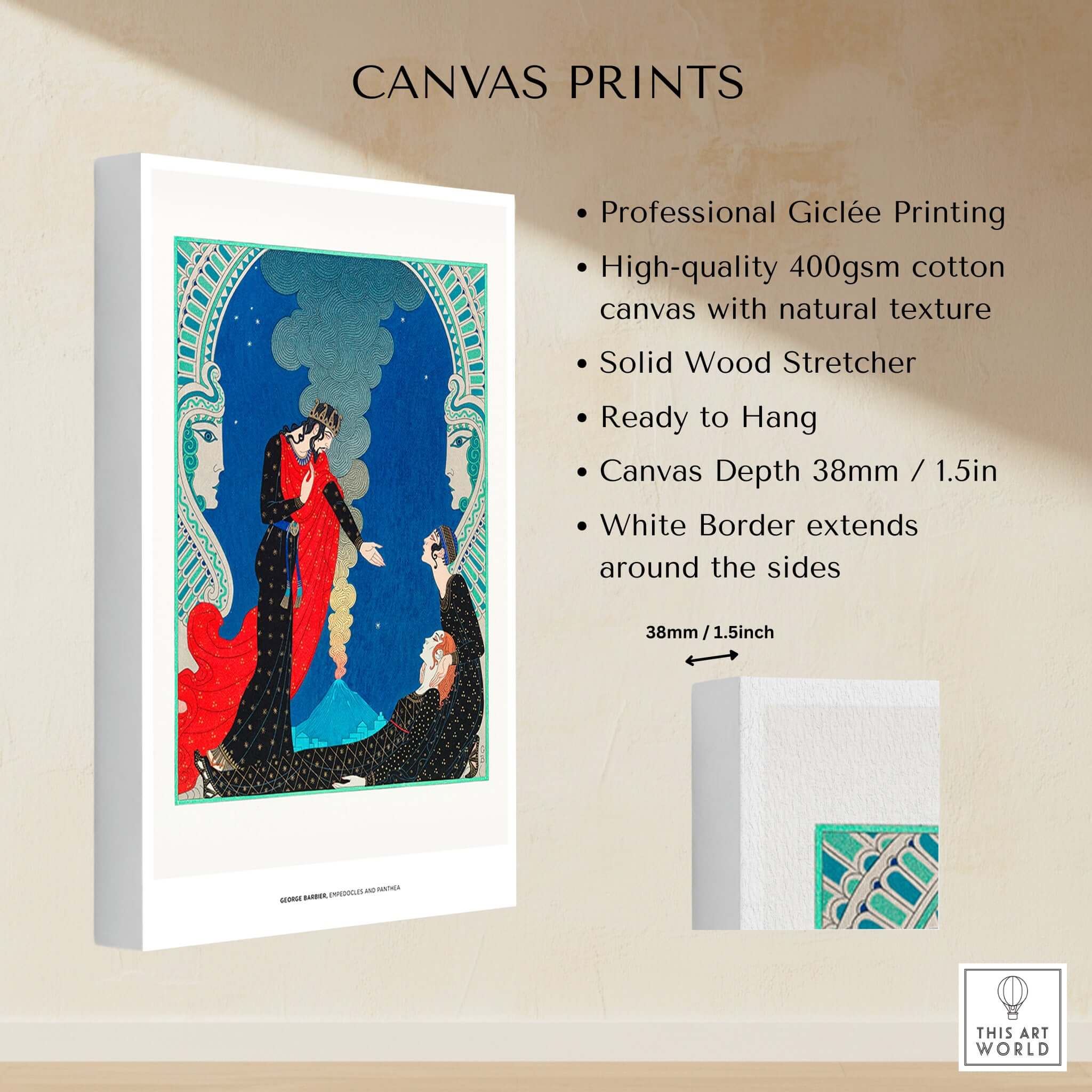 Exhibition Art Print George Barbier Empedocles Panthea Art Deco Mythology Poster Wall Art on canvas