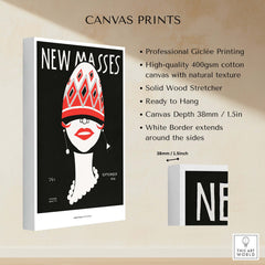 New Masses Frank Walts Art Deco Magazine Cover Poster Wall Art Print on canvas with professional Giclée printing.