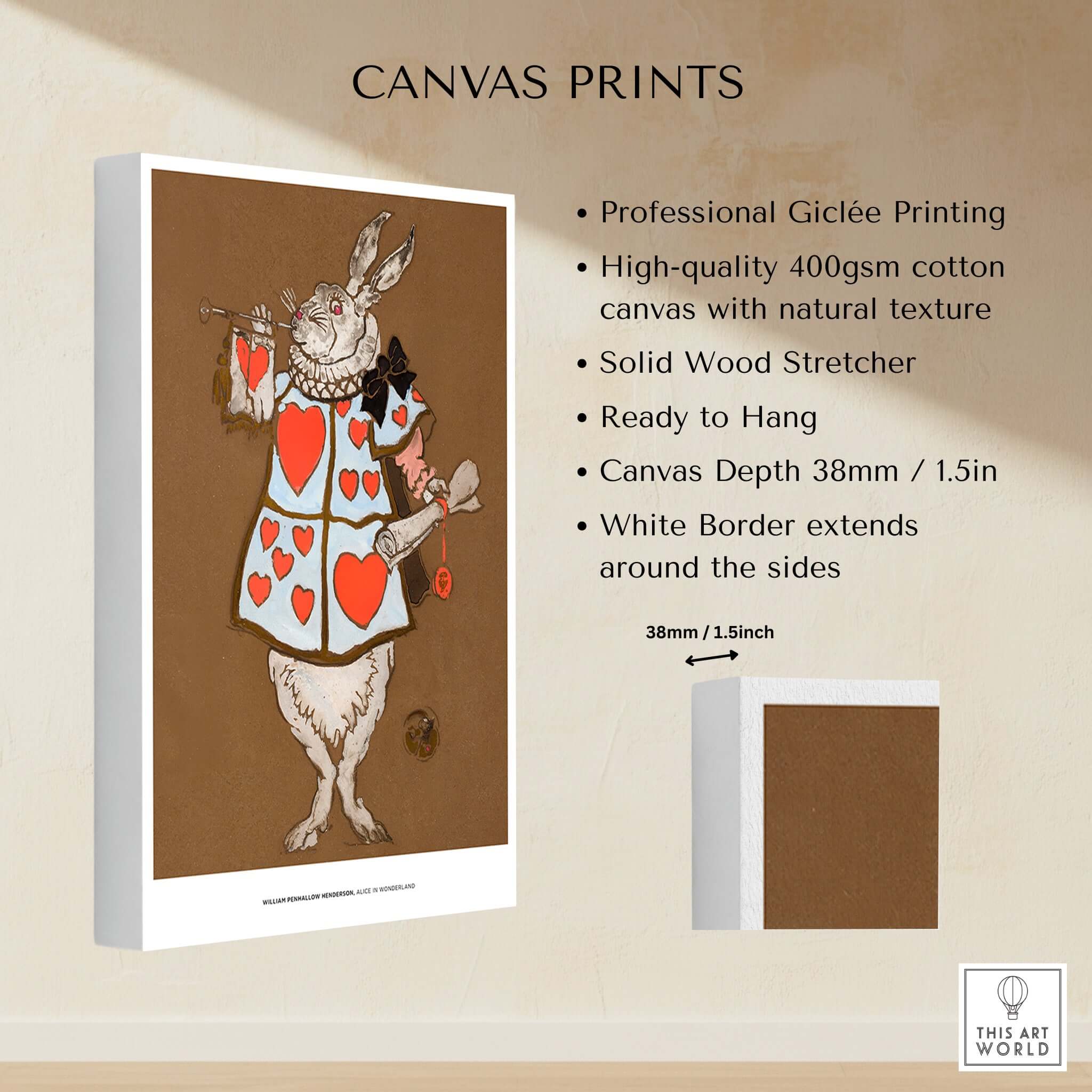 Exhibition Art Print William Henderson White Rabbit Alice in Wonderland Vintage Poster showcasing fine details and vibrant colors.