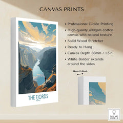 Fjords Wall Art | Modern Style showcasing breathtaking Norwegian fjords on high-quality canvas print.