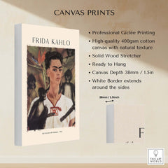 Frida Kahlo Self Portrait with Monkeys Famous Painting Poster Art Print features professional Giclée printing on canvas.