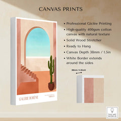 Galerie Bohème Moroccan Archway Cactus Art Print Terracotta Wall Decor Poster showcasing professional Giclée printing.