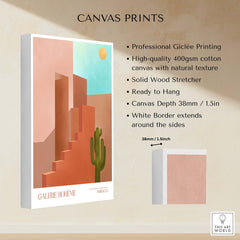 Galerie Bohème Abstract Moroccan Stairs Cactus Poster Desert Wall Art Print information, featuring professional Giclée printing.