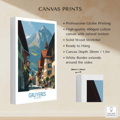 Gruyères Switzerland Poster | Historic European Town Architecture Canvas Print showcasing professional printing and design details.