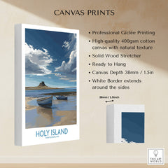 Holy Island Northumberland Poster | North Sea Coast Canvas Print features professional Giclée printing on high-quality canvas.