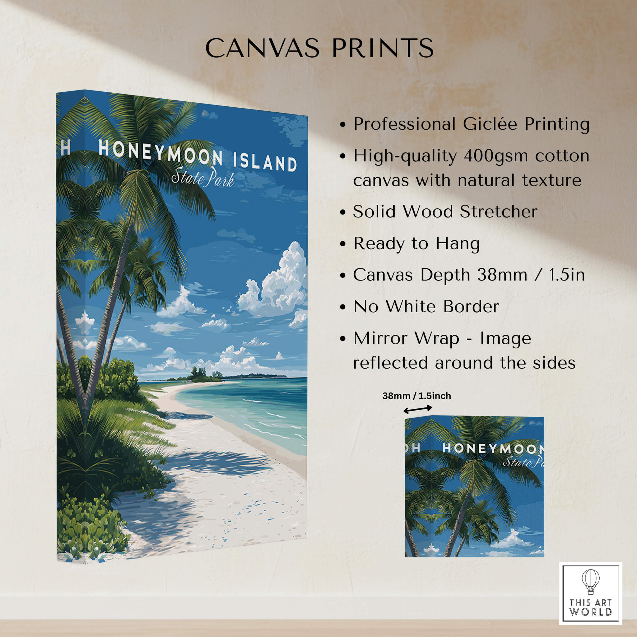 Honeymoon Island Travel Poster | Florida Beach Wall Art Print showcasing vivid colors and tropical scenery.
