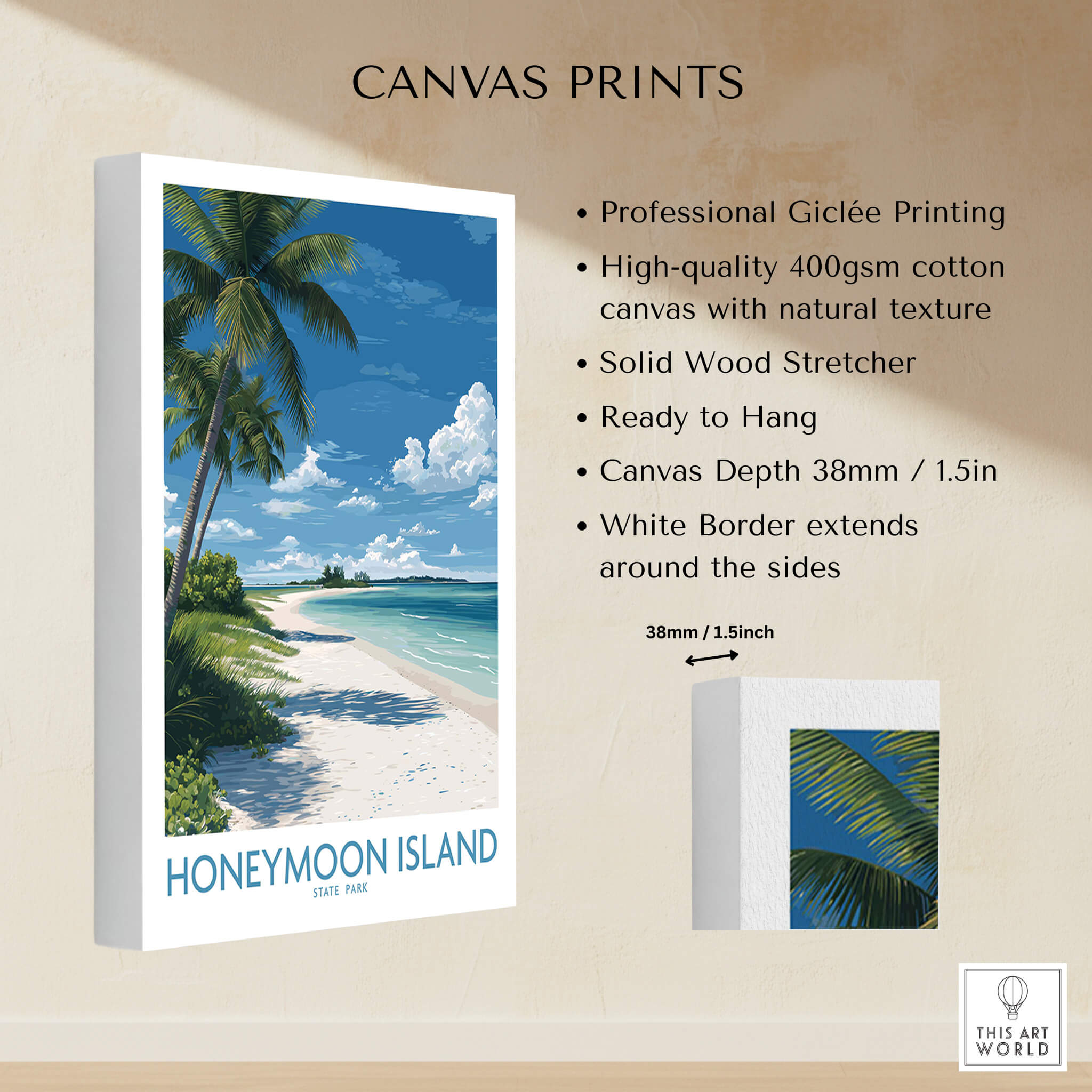 Honeymoon Island Poster | Sunny Florida Gulf Canvas Print showcasing professional Giclée printing and vibrant coastal scene.