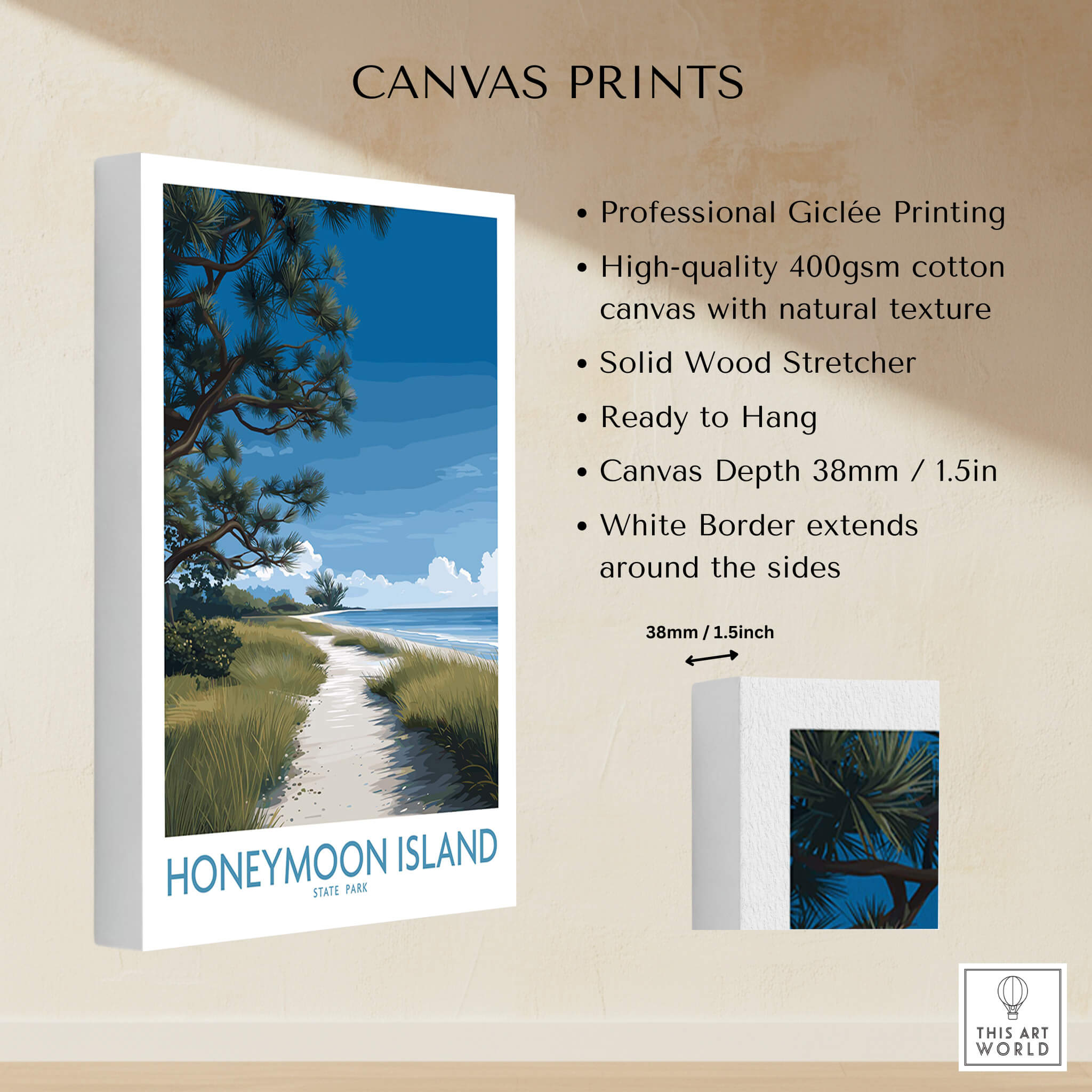 Honeymoon Island Florida Poster | Gulf Coast Landscape Canvas Print showcasing a scenic view of Honeymoon Island.