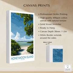 Honeymoon Island Florida Poster | Tropical Island Scene Canvas Print showcasing peaceful beach scene with lush greenery.