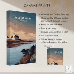 Isle of Islay Scotland Travel Posters | Scenic Coastal Cottage Wall Art Print on canvas with beautiful landscape.
