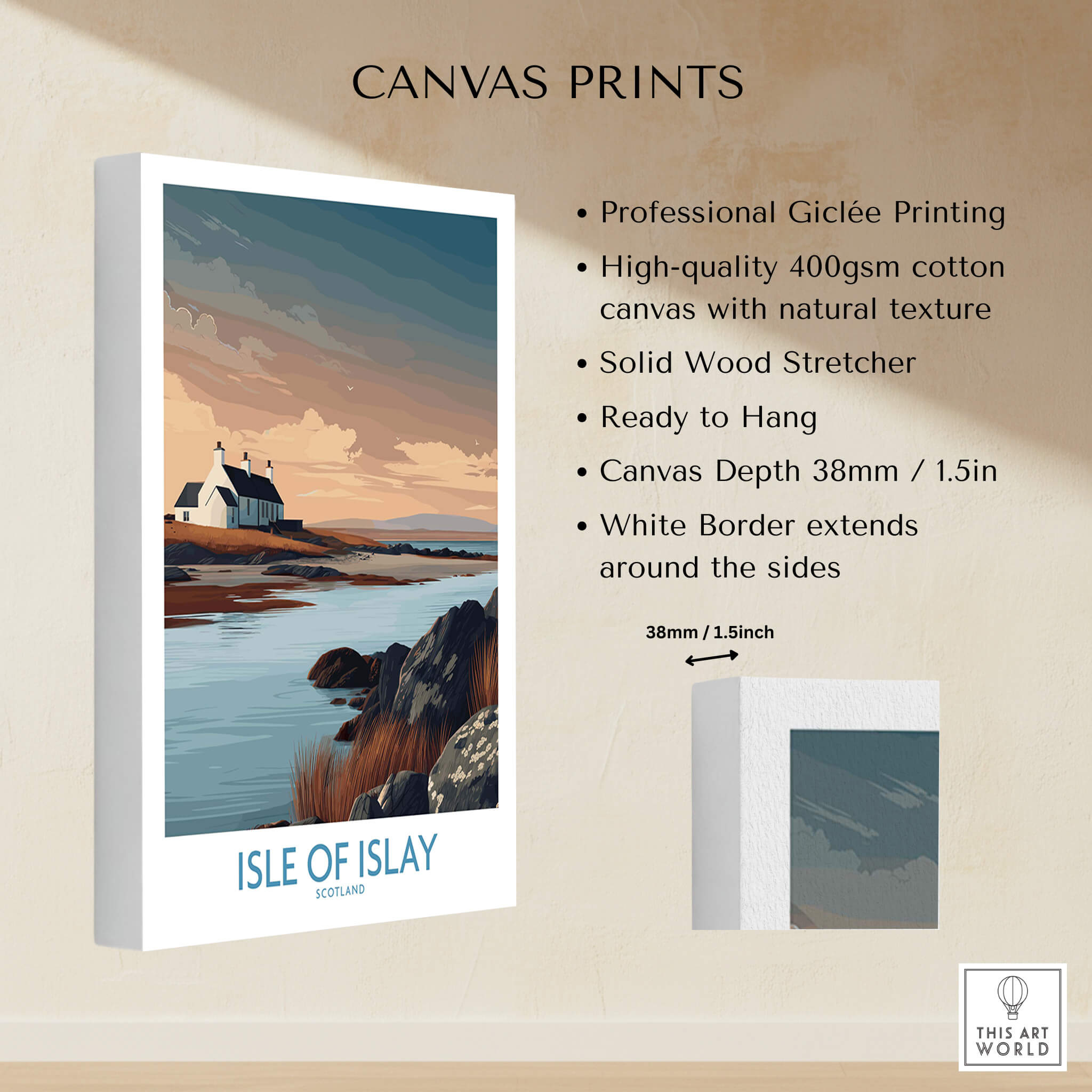 Isle of Islay Scotland Canvas Print | Hebrides Sunset Landscape Posters showcasing Giclée printing and detailed design.