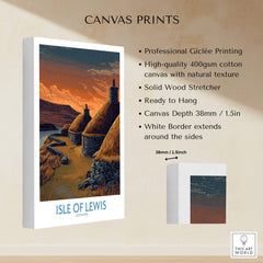 Isle of Lewis Scotland Canvas Print | Outer Hebrides Norse Mill Poster product details showing Giclée printing and canvas texture.