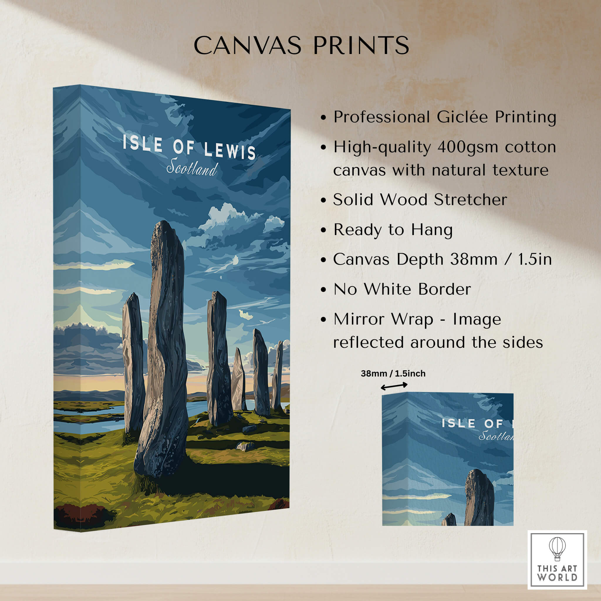 Isle of Lewis Scotland Wall Art Print | Callanish Standing Stones Travel Poster showcasing landscape and design features.