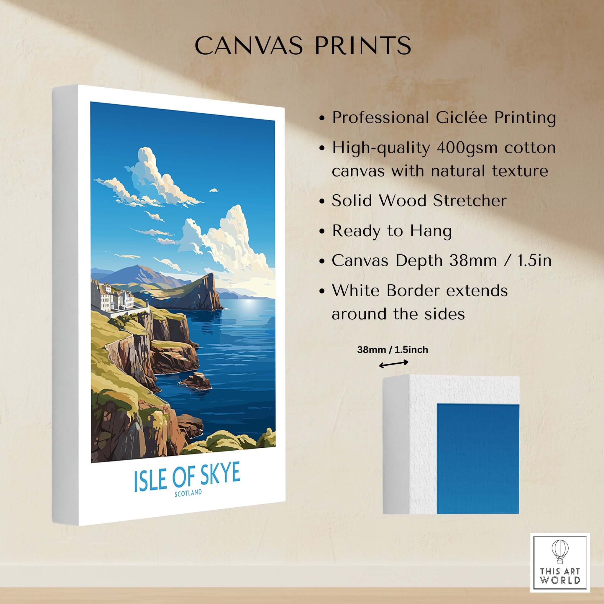 Isle of Skye Poster Modern featuring vibrant colors and professional Giclée printing on high-quality canvas.
