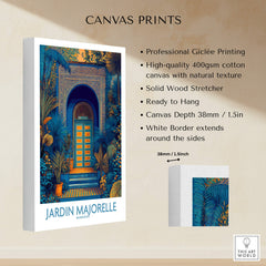 Jardim Majorelle Marrakesh Posters | Detailed Blue Architecture Canvas Print showcasing professional Giclée printing and vibrant colors.