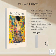 Gustav Klimt Lady with Fan Art Print 1918 - Art Nouveau Poster canvas print features details and specifications.