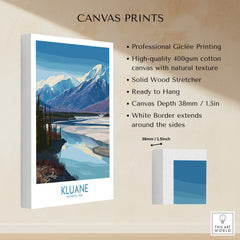 Kluane National Park Canada Poster | Blue Glacier Water Landscape Canvas Print, showcasing pristine landscapes and glacial lakes.