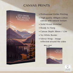 Loch Lomond and The Trossachs National Park canvas print, mountain landscape wall art