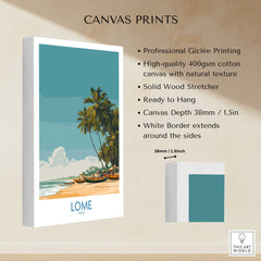 Lomé Togo Canvas Print | Tropical Coastal Village Scene Posters showcasing professional Giclée printing and high-quality canvas.