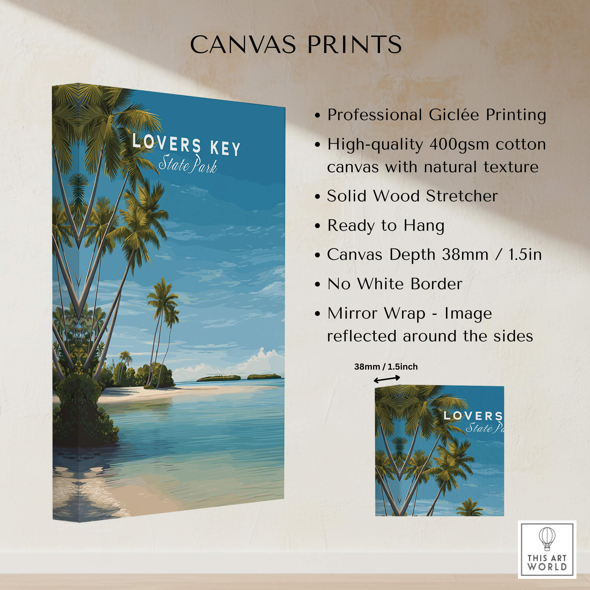 Lovers Key Wall Art Print | Paradise Island Scenery Florida Travel Poster showcasing beautiful tropical landscape.