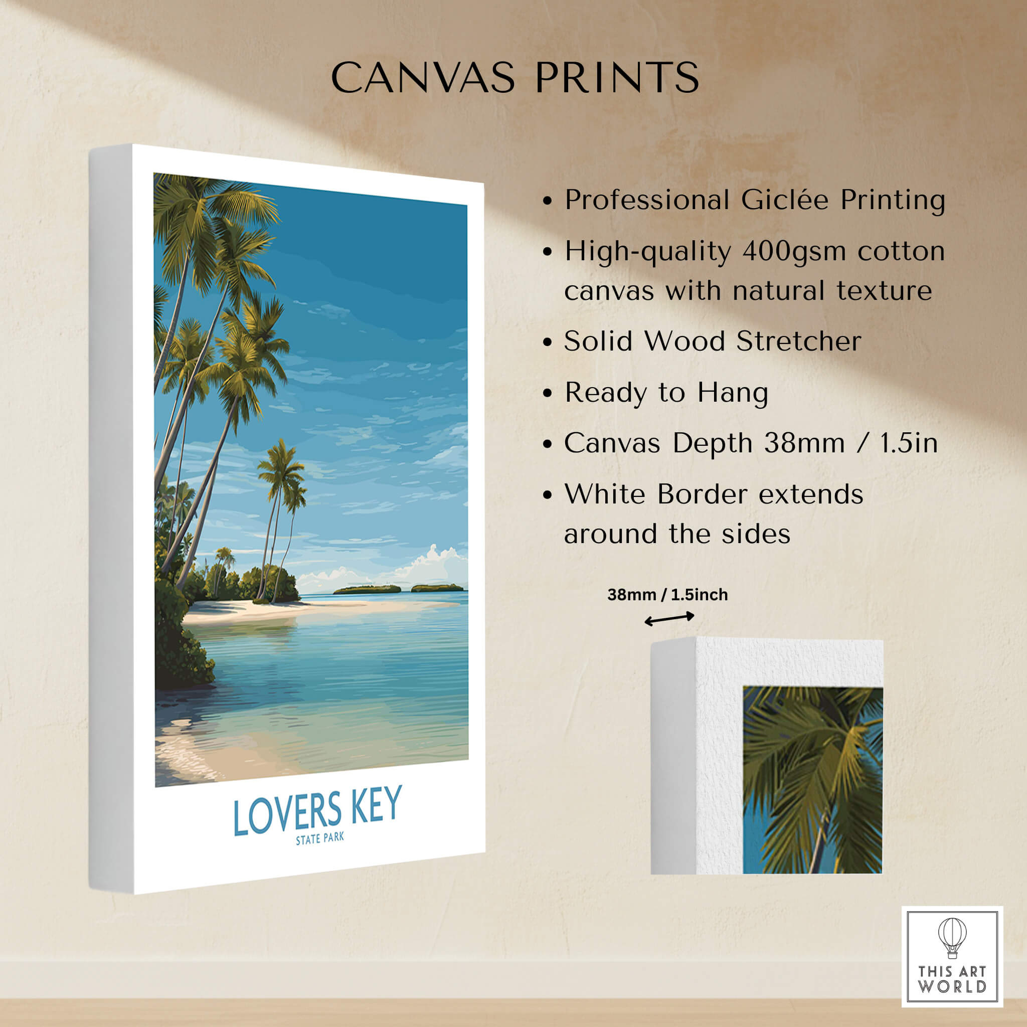 Lovers Key Poster | Florida Canvas Print showcasing professional Giclée printing and natural textures.