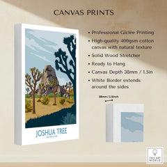 Joshua Tree National Park canvas print with desert landscape and Joshua trees, wall art decor