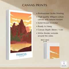 Pinnacles National Park canvas print with sunset landscape, stretched cotton canvas wall art