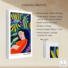 Matisse Art Prints - Abstract Woman in Foliage Poster displaying vibrant colors and artistic details on canvas.