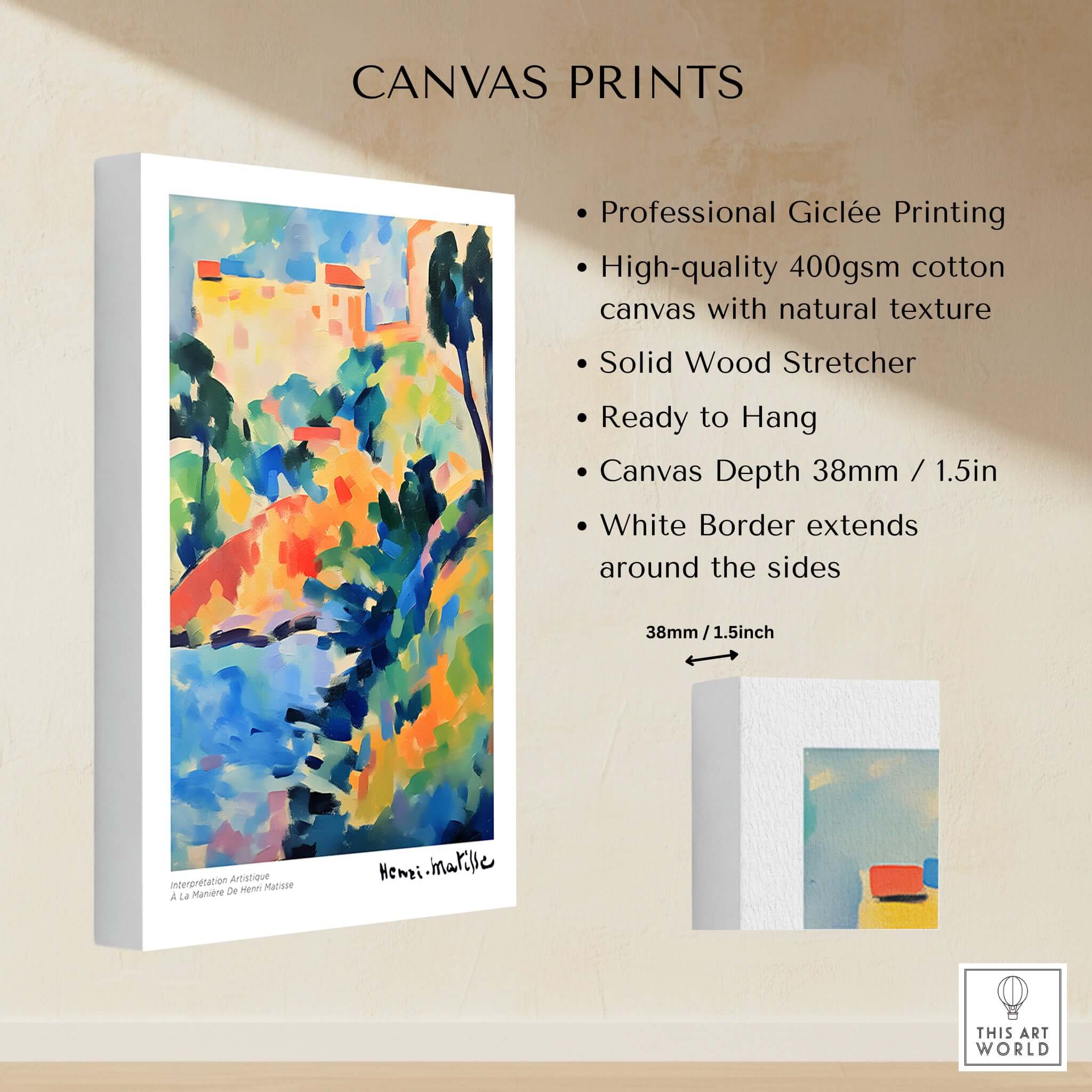 Matisse Art Prints - Abstract Coastal Landscape Poster showcasing vibrant Mediterranean-inspired artwork.