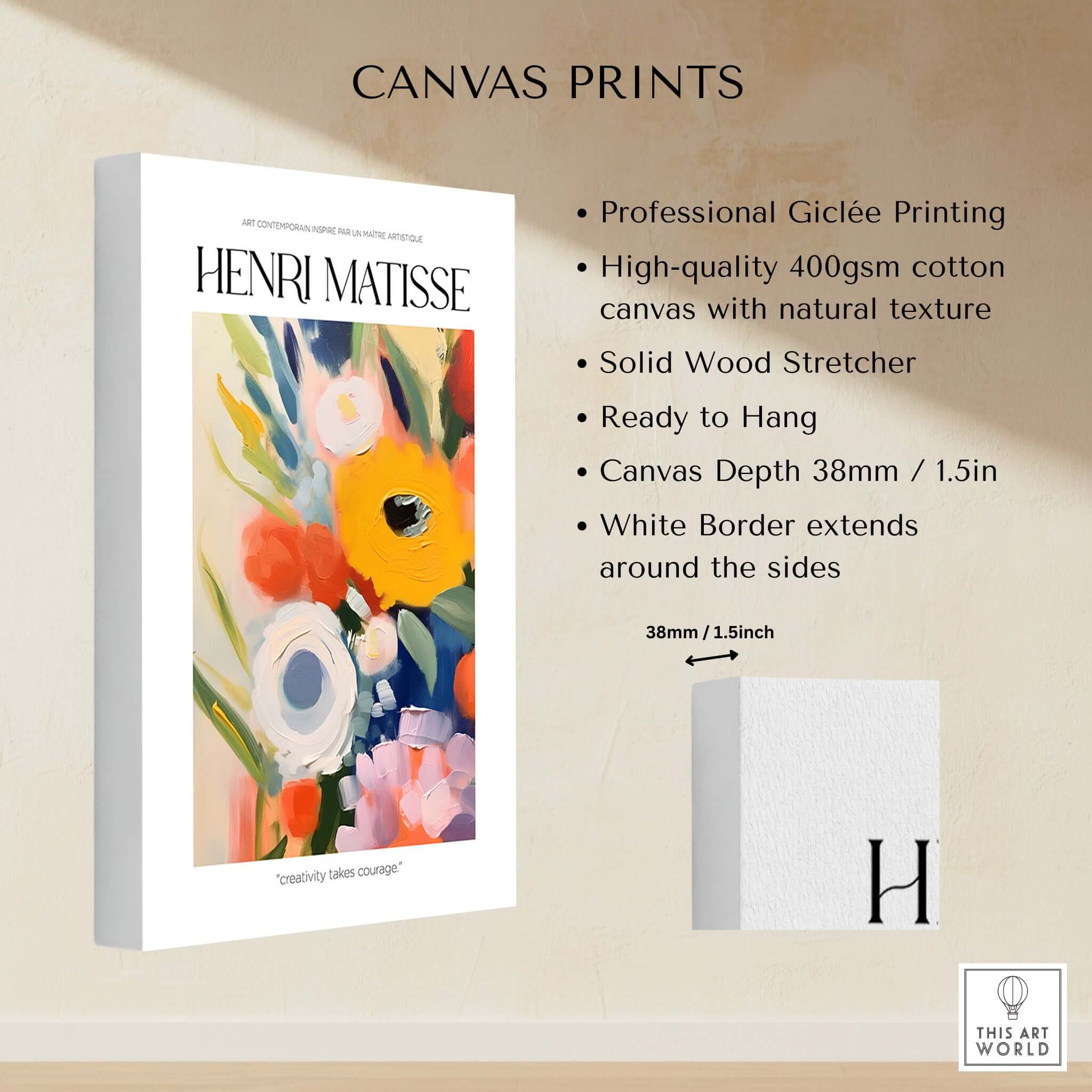 Matisse Art Prints - Abstract Flowers Poster showcasing canvas print details and natural texture.