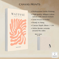 Matisse Art Prints - Peach Coral Swirl Abstract Poster features professional Giclée printing on high-quality canvas.